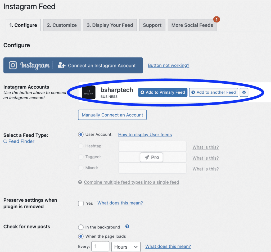 Screen Shot 2021 05 11 at 1.21.51 pm Account connected successfully to your instagram feed.